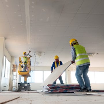 Construction,Worker,Installation,Ceiling,Work